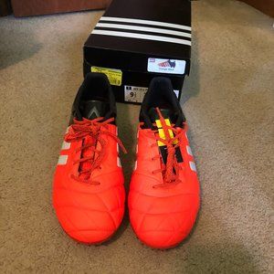 Adidas Soccer Cleats - Men's ACE 15.1 FG/AG Leather, Black and Orange, Size 9.5